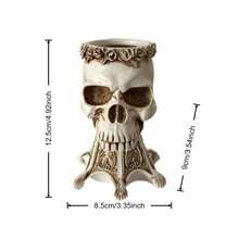 1 个耐用的现代树脂骷髅花盆 - 时尚的花盆，适合家庭和办公桌装饰，非常适合仙人掌、糖果 - 非常适合圣诞节、万圣节、复活节装饰，带有精致图案的骷髅形花盆。