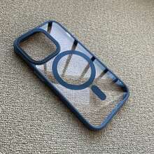 Transparent Magnetic Circular Phone Cover For Iphone 16 15 Pro Max 14 13 12 11 Pro Max Plus 13 Mini - Hồng - Xem 9