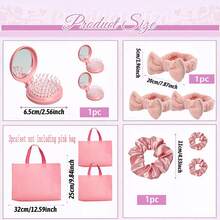 15 件/套睡衣派对必需品套装 - 包括梳子、头带、缎面发带和礼品袋 - 涤纶水疗派对用品，适合过夜派对和团体聚会 - 水疗生日派对和过夜团体