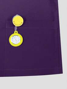Conjunto de uniforme de pijama médico con top de cuello en V de manga corta y pantalones con abertura en la pierna, con bolsillos, para enfermería, veterinaria, hospital o cuidados privados, primavera - Morado Violeta - Ver 9