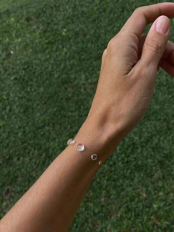 1 Peça Pulseira Transparente de Contas Geométricas na Moda para Mulheres, Adequada para Qualquer Ocasião