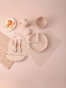 8PCS Personalized Customization Name Children Silicone Dinner Set Custom Kids Tableware Portable Utensils Non-Slip Placemat Suction Bowl Dishes Plate Adjustable Bib Sippy Cup With Lids - Multicolor - View 15