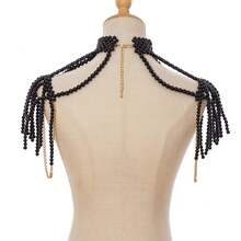 Accesorio de collar de vestido de novia marroquí hecho a mano con diseño de unicolor simple de múltiples capas, estilo de palacio vintage - Blanco - Ver 6