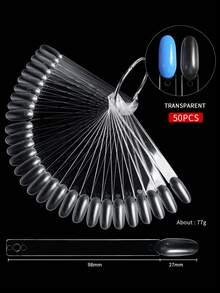 50 de autocolante pentru exersarea unghiilor, bețișoare transparente pentru cartela de culoare a unghiilor cu inele, autocolante pentru unghii în formă de evantai, bețișoare pentru mostre de unghii false, afișaj culori unghii, placă transparentă, pentru prezentarea modelelor de unghii - Multicolor - Vizualizare 7