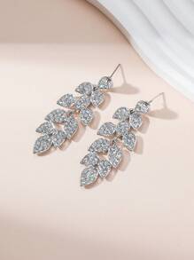 1 Pair Elegant Luxury Full Diamond Long Dangle Earrings, Suitable For Women To Wear On Important Occasions