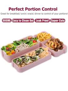 Caja de almuerzo de triple capa, 3 compartimentos, apta para microondas y lavavajillas, apilable, incluye tenedor y cuchara