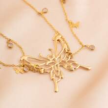 1 pièce Chaîne de taille à double couche avec pendentif papillon sexy à franges pour femmes, style de rue avec chaîne de corps en métal