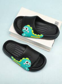 EVA Children's Dinosaur Cartoon Slippers, Lightweight Non-Slip Soft Sole, Casual House Slides, Quick-Dry, Simple Solid Color Thick Sole, Unisex Kids Beach Sandals