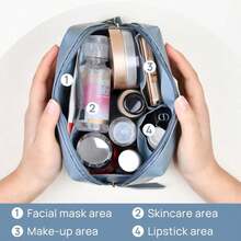 Topwey Makeup Bag, Travel Essentials Cosmetic Bags For Women, Waterproof Portable Pouch Travel Toiletry Bag With Divider (Darkcyan, Small) - Darkcyan - View 5