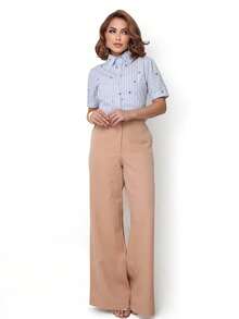 LAN FASHION Women's Short Sleeve Printed Shirt In Crepe Fabric - Màu xanh nhạt - Xem 4