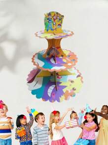 3-Tier Circular Cake Stand, Cake Stand, Birthday Decor, Suitable For Pokemon, Pikachu Cake, Family Gathering, Christmas Birthday Party Theme Decoration