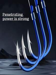 20pcs/10 Pairs Fishing Hooks Suitable For Freshwater Fishing, Small To Medium Sized Fish - Blue - View 3