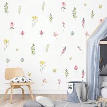1 set/3 hojas/36 piezas, Pegatinas de pared de flores bohemias Acuarela para dormitorio, sala de estar, decoración del hogar - Adhesivos murales de PVC amigables y desmontables para decoración de la habitación