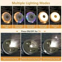 Luces magnéticas de campamento para exteriores, recargables por USB y portátiles, RGB con 8 modos, de larga duración de 2000mAh, luces colgantes para tiendas de campaña, luz blanca, de ABS+PC duradero