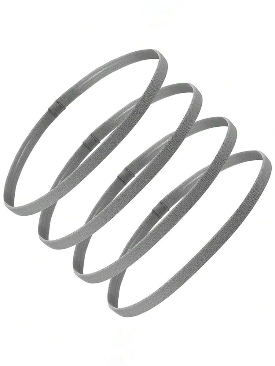 4 件弹性防滑吸汗运动头带，男士度假配饰，足球头带，男士配饰 - 灰色 - 查看 1