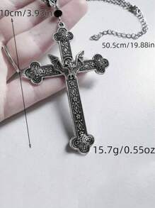 1 Stück Retro Fledermaus Kreuz Gotik Stil Metall Silberfarben Halskette Anhänger, geeignet für besondere Anlässe, Partys und Veranstaltungen