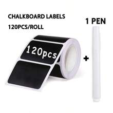 120 Pcs Detachable Black PVC Chalkboard Labels With White Chalk Marks - Color Coded For Easy Organization, Ideal For Classrooms And Offices, Classroom Organization | Chalk Marks | PVC Material