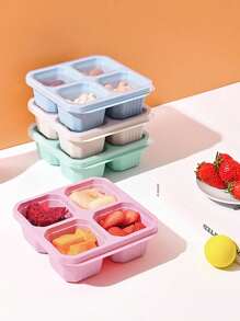 4-Compartment Covered Bento Box With Fork Set, Odorless Mixing, Suitable For Sharing And Packaging Food, Snack Boxes, Nut Candy Sealed Boxes, Snacks, Pastries, Fruits, Refrigerator Freshness Boxes