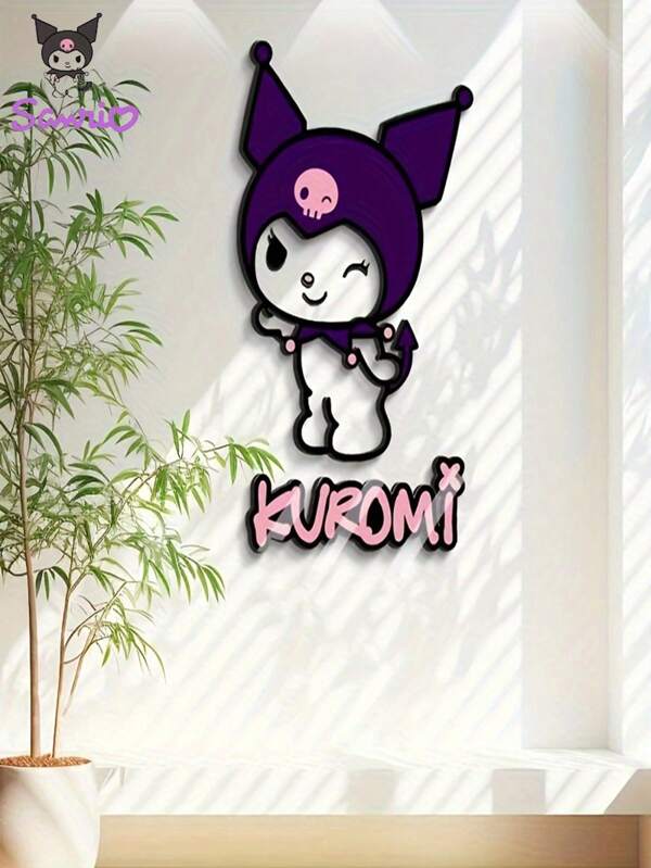 Sanrio Adhesivos de pared con el personaje de dibujos animados lindo de Kuromi de Sanrio, con orejas de gato moradas, perfectos para dormitorios, salas de estar y dormitorios. Adecuados para decoración DIY, hogar diario, oficina y fiestas. El estilo moderno es perfecto para fiestas, regalos de Navidad y cumpleaños, y es adecuado para la decoración de paredes en diferentes temas de fiestas.
