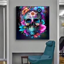 1pc [30*30cm/11.8*11.8in] [40*40cm/15.7*15.7in] 5D Acrylic Diamond Painting Kit, Skull Pattern, Suitable For Adult Beginners DIY Mosaic Diamond Art, Full Drill Handmade DIY Diamond Painting For Living Room, Bedroom, Office Wall Decor, Surprise Art Home Decor Gift For Friends And Family