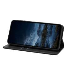 Funda con tapa para teléfono con patrón de color bloque para Galaxy, Redmi, Honor, Oppo, con cierre magnético y base plegable