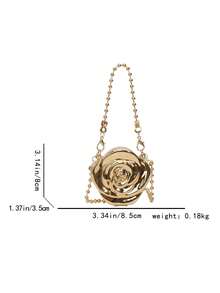 Unique Mini Floral Box Bag, Sweet And Spicy Charm, Chain Strap Shoulder And Crossbody Clutch Bag - Gold - View 11