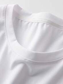 男士纯色短袖T恤，夏季时尚 - 白色 - 查看 6