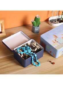 1 hộp đựng đồ để bàn có khóa, hộp kim loại nhiều màu đựng trang sức và mỹ phẩm, màu ngẫu nhiên cho phụ nữ, vật dụng lưu trữ du lịch thiết yếu cho ngày lễ, trang trí mùa thu Halloween - Nhiều màu - Xem 3