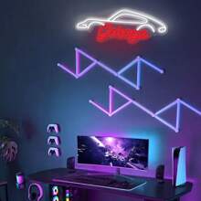 1 Stück LED Garagenschild, Neonlicht, per USB betrieben, wandmontierbar, mit Schalter, aus Kunststoff, Batterien nicht enthalten, geeignet für Garagendekoration, Autoliebhaber, Geschenk zum Vatertag