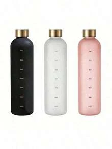 1 个大容量 1000ml 磨砂水瓶，刻度水杯，便携式防漏运动水杯，适合户外露营、驾驶、骑行 - 彩色 - 查看 1