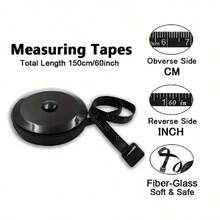 1pc [60in Retractable Sewing Tape Measure]SoftTouch 60in Retractable Sewing Tape Measure - Black - View 4