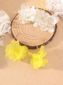 1 Pair Boho Style Colorful Flower Petal Earrings For Women, Suitable For Daily Wear Or Vacation