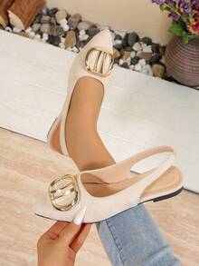 Beige Women's Fashion Comfortable Pointed Toe Flats, All-Match Versatile Slip-On Shoes With Sequin Patchwork, Suitable For Party, Wedding, Office, Home And Outdoor In Spring, Summer, Autumn - Beige - View 6