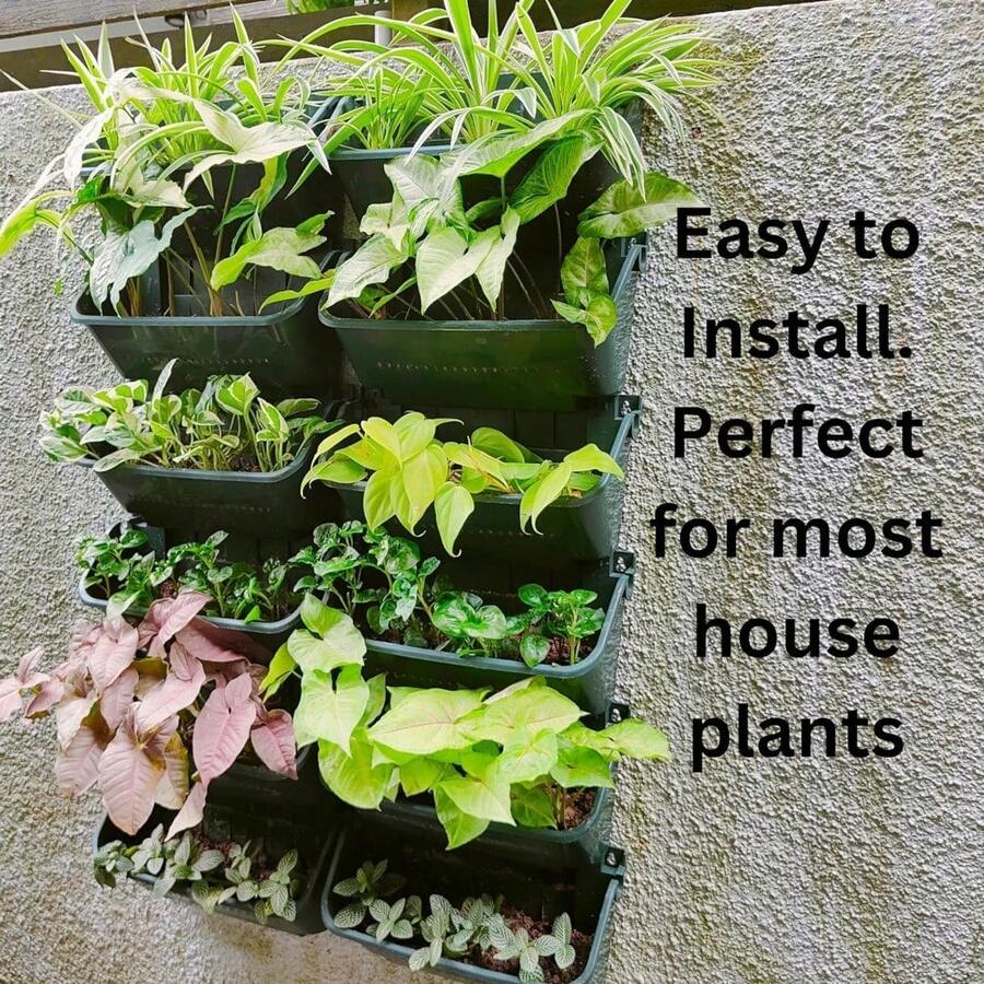 Maceta vertical para jardín, maceta de pared montada para patio y decoración exterior, maceta de plástico verde para plantas, verduras, frutas y hierbas para el balcón, soporte colgante para flores - 8 - Ver 1
