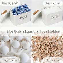 New  Laundry Pods Container, Farmhouse Laundry Pods Holder  Lid For Laundry Room Dr And Accri, Metal Detergent Pods Container For Laundry Room Anization And Storage (Cream, Pods) - Cream  Pods - View 5