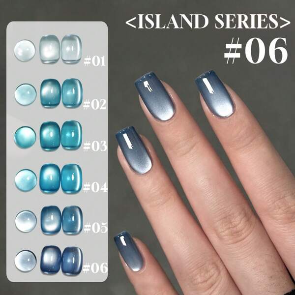 MIANEL Esmalte de uñas en gel con efecto de ojo de gato, 12ML/pieza, nuevo estilo 2025 popular en línea, esmalte de uñas en gel con bolas de cristal blanqueadoras azules, azul, blanco, verde, unicolor para uñas de verano y primavera, suministros de arte de uñas, regalo de San Valentín