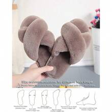 Local Delivery--LZLER Women's Cross Band Slippers, Soft Plush Fleece Lightweight Non Slip Open Toe Flip Flop Shoes House Indoor Outdoor Fur Fuzzy Slippers - Coffee - 查看 6