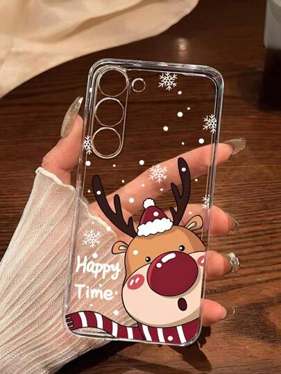 1pc Christmas Deer & Snowflake Soft Phone Case, Compatible With IPhone 17/17 Air/17 Pro/17 Pro Max, Honor, Redmi, Galaxy A04e/12/A13/A14/A34/A50/A52/A53/A54/S21/S22/S23/S24/S25/S25Ultra, 6A/7A/8A, 12T/13T