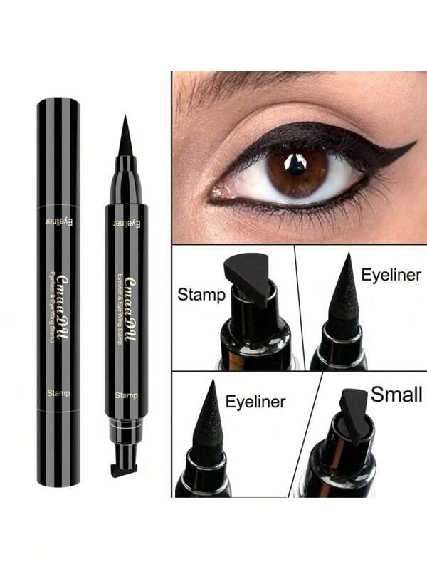 CMAADU 1pcs Black Wings Stamp Liquid Eyeliner, Easy Cat Eye Template Makeup Tool, Anti-Smudge And Waterproof, Vamp Wing, Lasting Waterproof, Anti-Sweat And Non-Smudge