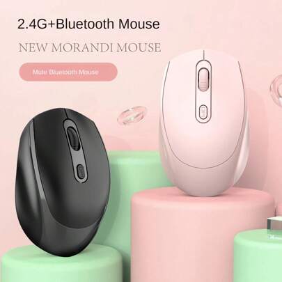 Mouse inalámbrico para computadora portátil con receptor USB Bluetooth + 2.4GHz, rastreo óptico, mouse inalámbrico ergonómico y portátil para PC, computadora portátil, Chromebook