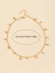 1pc Golden/Silver Shell Cubic Zirconia Heart Pendant Necklace, Sexy Short Chain & Long Chain Mixed Design, Bling Bling Accessory For Deep V Neck, Daily Wear, Date, Party, Holiday, Anniversary, Birthday Gift, Elegant, Refined, Minimalist, Luxurious, Fashionable, Cute