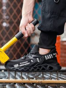 UMBURLLY Men's Steel Toe Safety Shoes, Anti-Smash Anti-Pierce Breathable Upper, Soft Sole, Suitable For Construction, Factory, Workshop