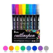 8/12/24 彩色梦幻金属双线轮廓笔套装，防水防褪色彩色绘图笔，适用于岩石绘画、手工艺品、DIY、相册、木材、塑料，适用于学校、陶瓷 - 凿尖艺术马克笔、书法笔、多色绘画艺术马克笔系列、节日礼物、万圣节礼物、圣诞节礼物学校用品、返校