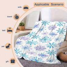 Weihnachtsschneeflocken-Muster Überwurf Decke - weich & bequem Flanell Fleece, gestrickter Polyesterstoff, digitaler Muster, moderner Stil, geeignet für Bett, Sofa, Sessel, Wohnzimmer Dekoration, ganzjährig
