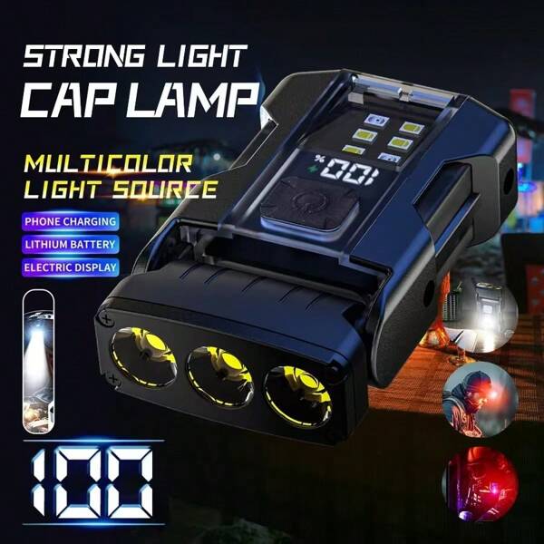 1PC Rechargeable LED Strong Light Flashlight Multifunctional Keychain Light With Digital Display Screen, Magnetic Outdoor Camping Light Suitable For Fishing, Camping, And Running Outdoor Gifts