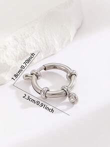 1pc Spring Buckle DIY Stainless Steel Slingshot Clasp Single Connector For Bracelet, Pearl Necklace, Cross-Border Steering Wheel Accessory - Silver - View 2