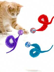 Elastic Ball Plush Caterpillar Shaped Cat Toy, Self-Playing Pet Toy