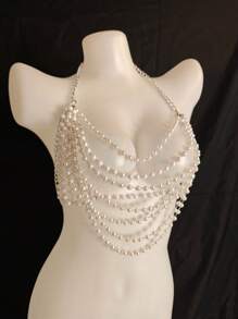 Sexy Lingerie Sexy Body Chain For Women, Men & Crossdressers – Acrylic, Crystal, Sequins Chest Harness,Pear Sexy Bra Hollow-Out Pendant Vest, Hot Girl Bra Accessories For Nightclubs, Parties, Hotels, Carnivals, Couples