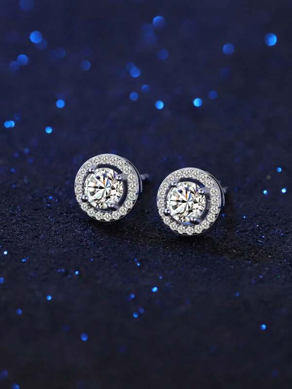 Boucles d'oreilles en bijoux fins, série classique éternelle en argent sterling 925, best-seller européen et américain, entièrement pavé de strass, décoration de cercle avec accent de diamant brillant, et polyvalent, cadeau idéal pour la famille, les amis et les couples