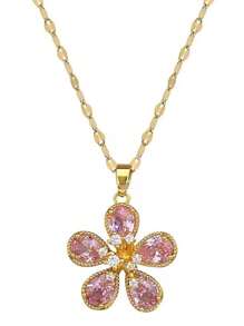 1 Set Rhinestone Flower Necklace & Earrings Set, Lightweight Luxury Style, Elegant Personalized Party Jewelry